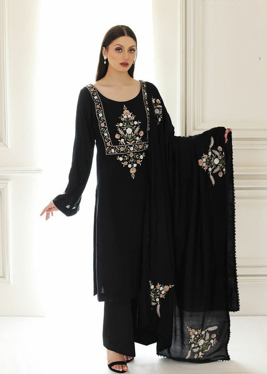 BEAUTIFUL BLACK GEORGETTE TOP AND BOTTOM WITH DUPATTA