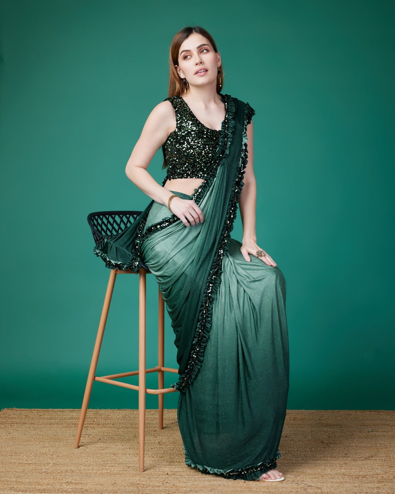 AMAZING SAREE WITH IMPORTED FABRIC AND SEQUIN WORK