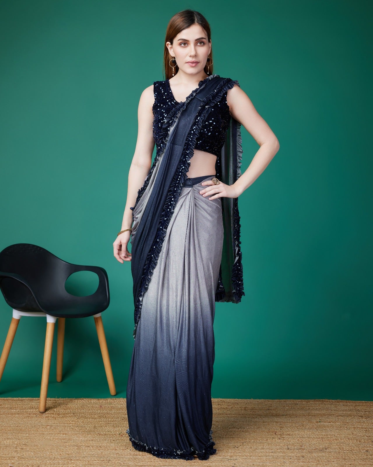AMAZING SAREE WITH IMPORTED FABRIC AND SEQUIN WORK