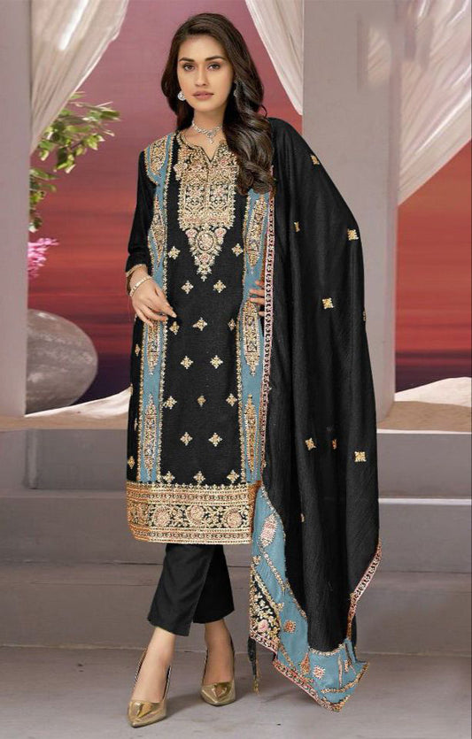 Exclusively CHINON SILK TOP AND DUPATTA WITH BOTTOM