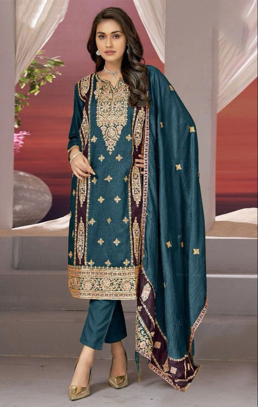 Exclusively CHINON SILK TOP AND DUPATTA WITH BOTTOM