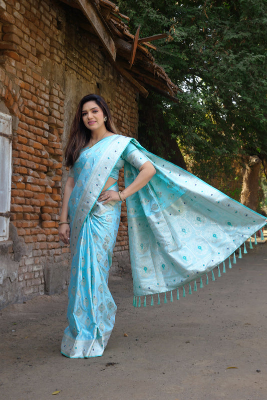 Very Beautiful and premium hand work royal intensely crafted Satin sarees
