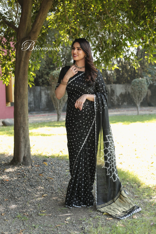 New premium and high quality , comfortable Bandhej silk saree