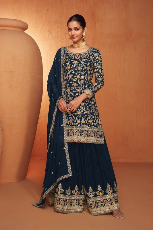 AMAZING REAL CHINON TOP AND BOTTOM WITH DUPATTA
