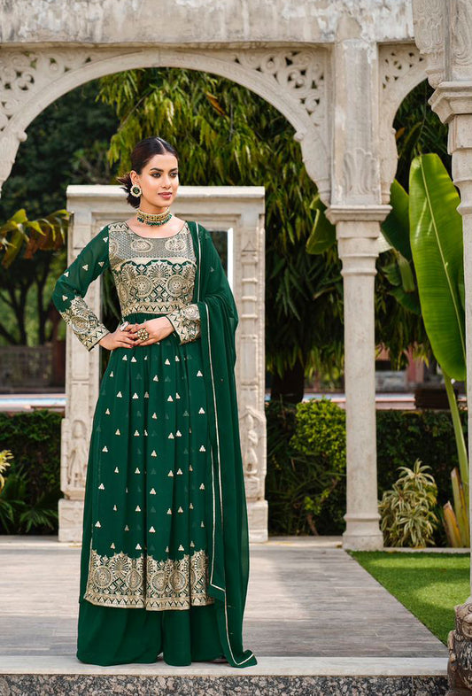 GORGEOUS PURE FUAX GEORGETTE WITH HEAVY SEQUENCE TOP AND BOTTOM WITH DUPATTA