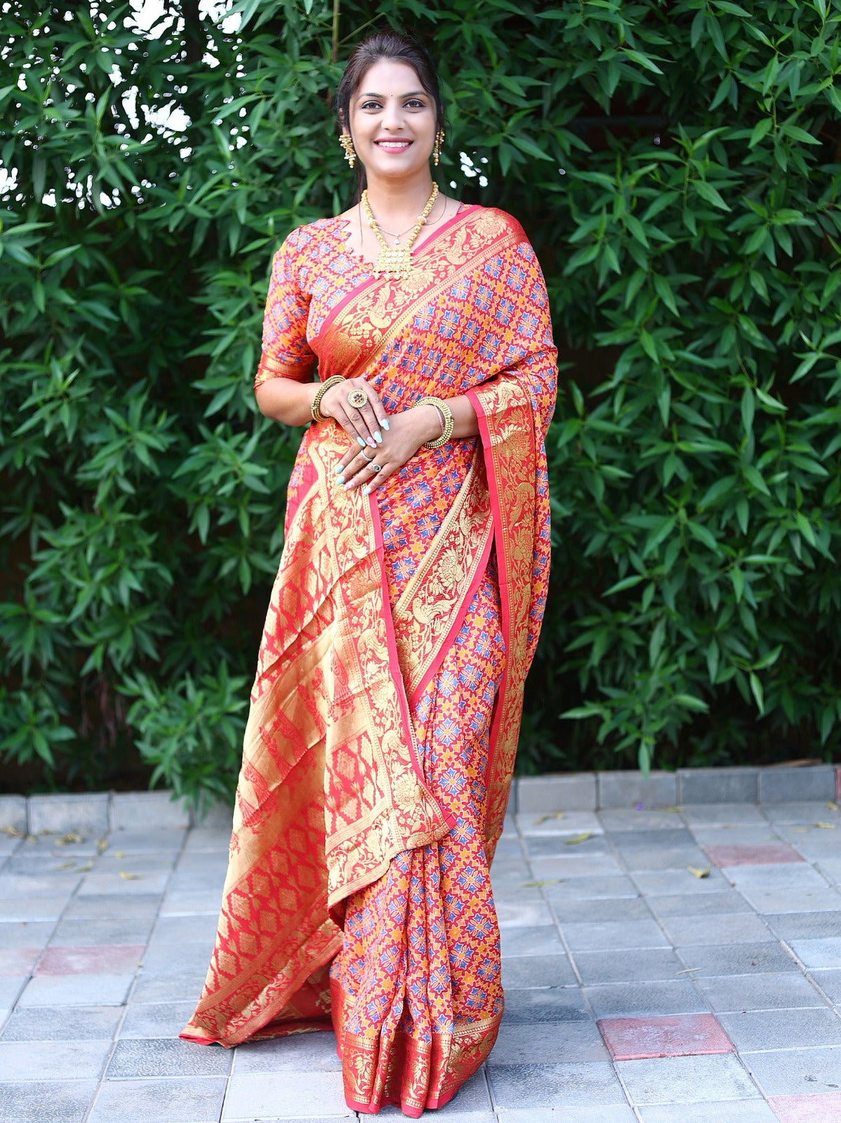 New premium and high quality , comfortable Ajrakh Art silk saree