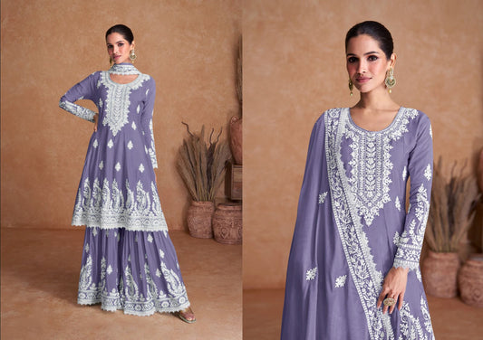 AMAZING REAL CHINON TOP AND BOTTOM WITH DUPATTA