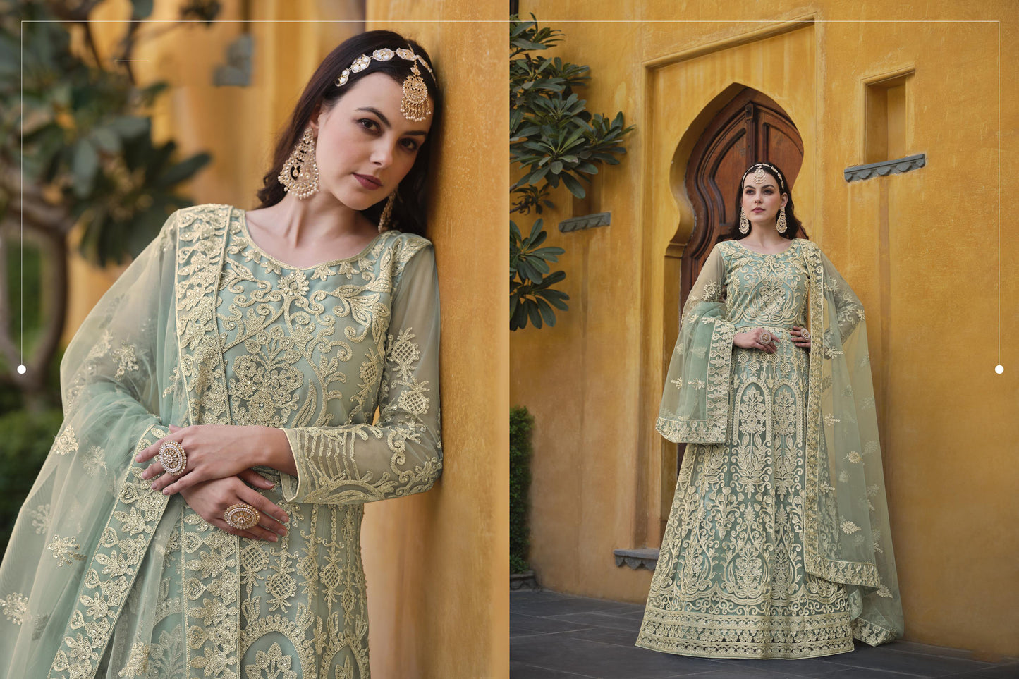 GORGEOUS BUTTERFLY NET GOWN WITH HEAVY STONE WORK AND DUPATTA