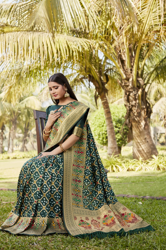 TOO PRETTY AND BEAUTIFUL BOUTIQUE GHARCHOLA BANDHEJ SILK SAREE