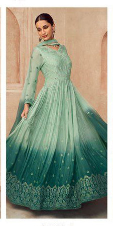 AMAZING  REAL GEORGETTE GOWN WITH NET DUPATTA