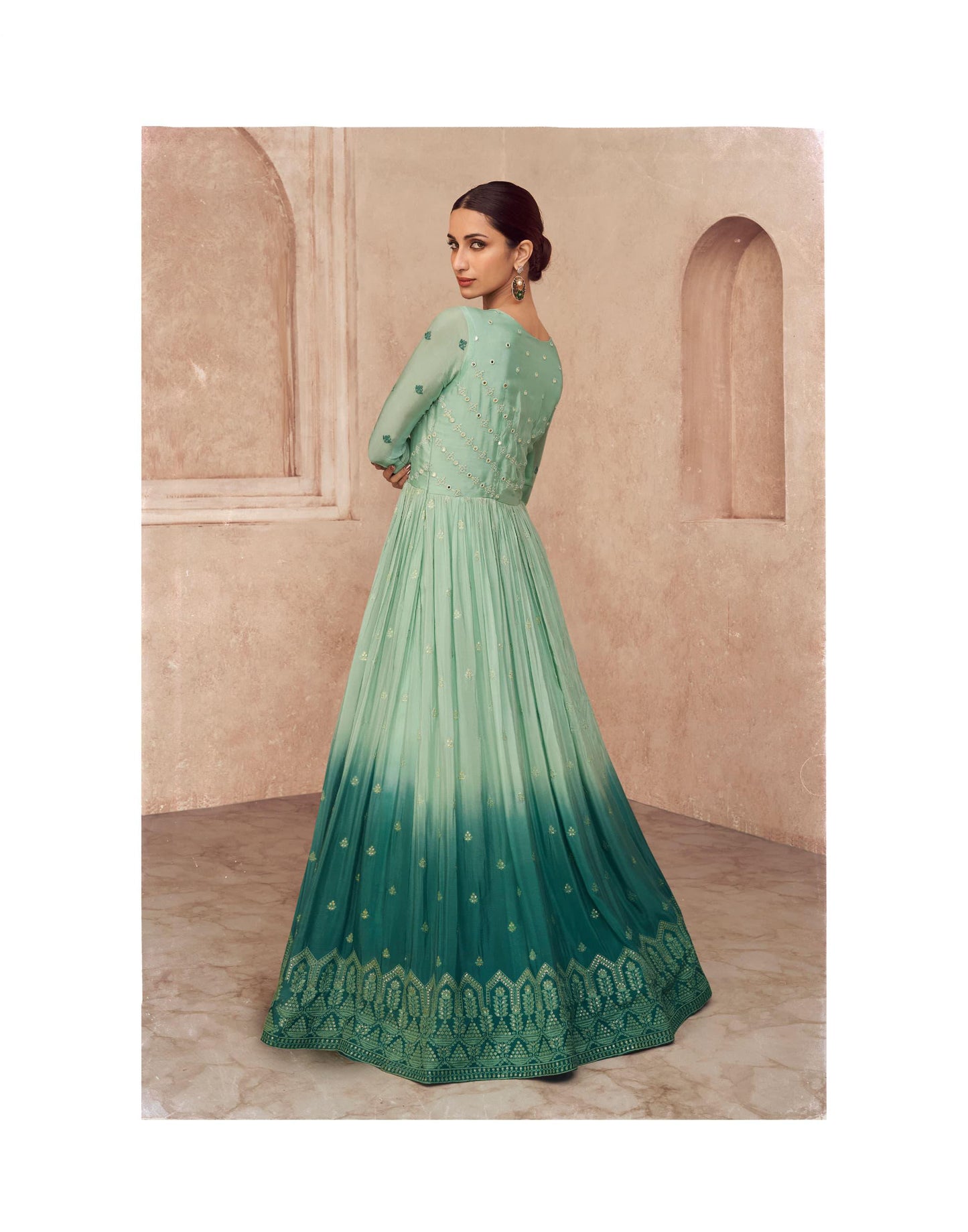 AMAZING  REAL GEORGETTE GOWN WITH NET DUPATTA