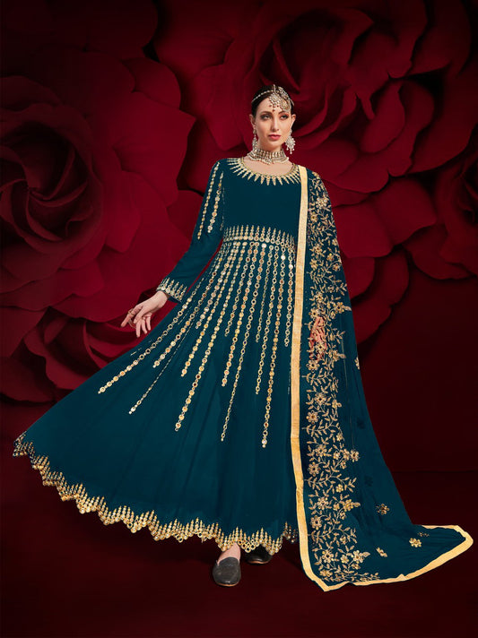 AMAZING PURE GEORGETTE EMBROIDERY WORK TOP WITH BOTTOM AND DUPATTA