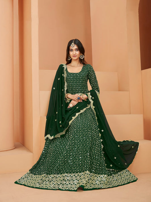 BEAUTIFUL FAUX GEORGETTE GOWN WITH BOTTOM AND DUPATTA