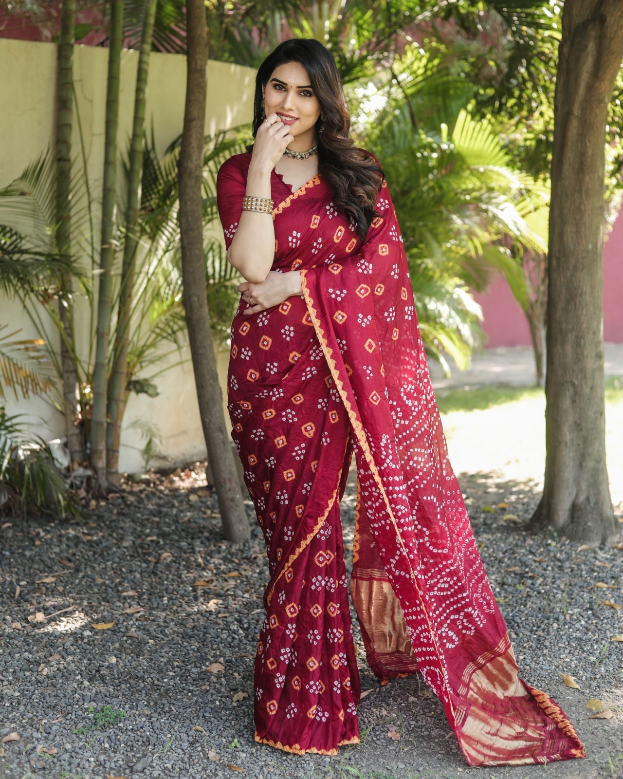 Premium and high quality, comfortable Bandhej silk drapes that is super stylish and pretty