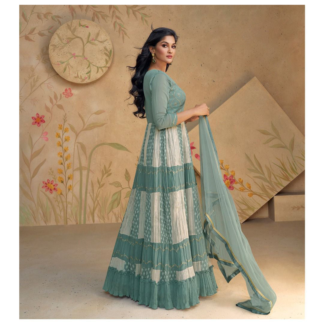 AMAZING REAL GEORGETTE WITH EMBROIDERED WORK