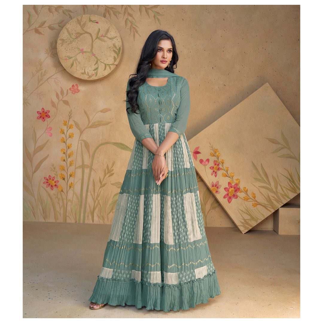 AMAZING REAL GEORGETTE WITH EMBROIDERED WORK