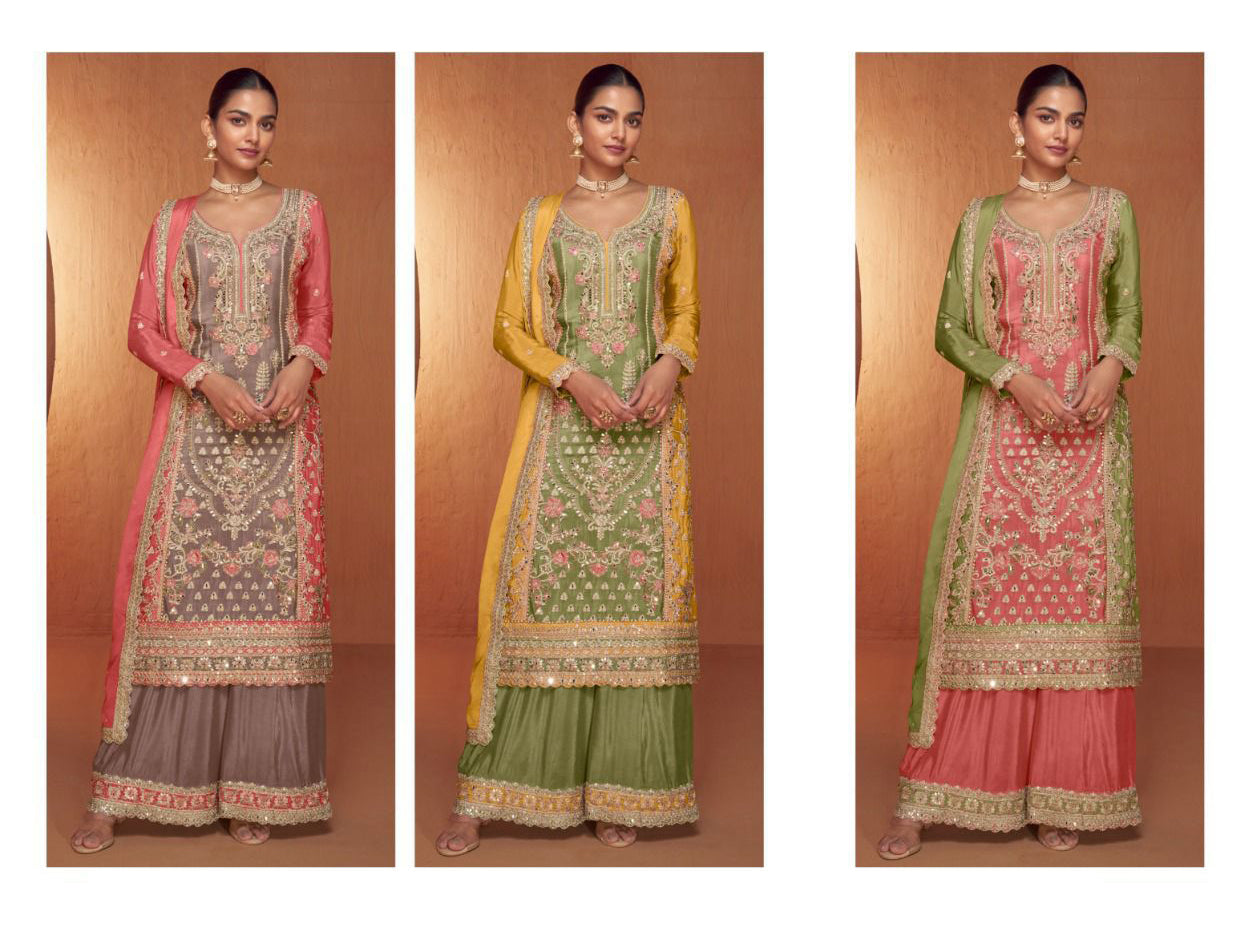 EMBELLISH YOUR WARDROBE WITH AMAZING REAL CHINON TOP AND BOTTOM WITH DUPATTA