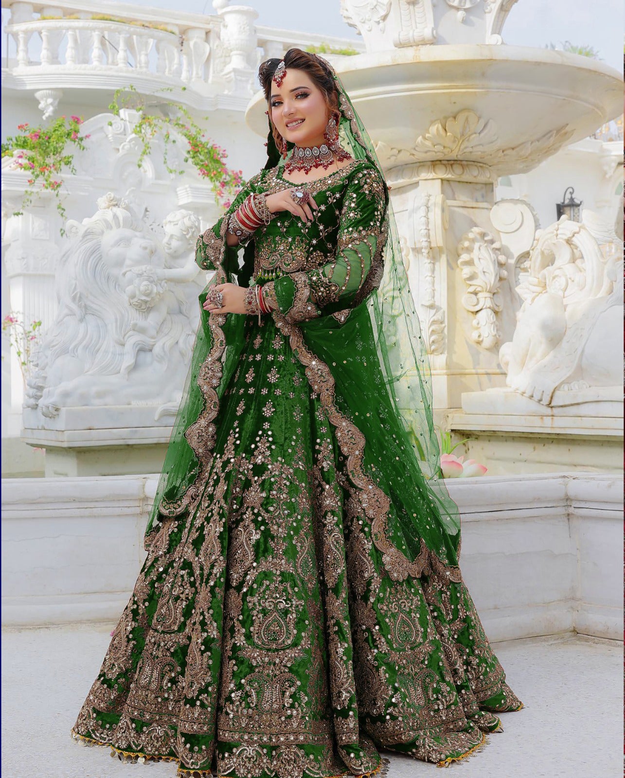 EMBELLISH YOUR WARDROBE WITH BEAUTIFUL VELVET AND EMBROIDERY WORK LEHENGA