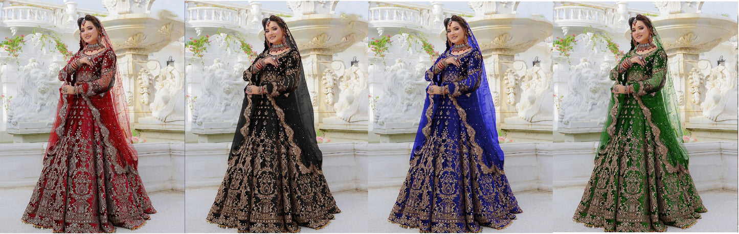 EMBELLISH YOUR WARDROBE WITH BEAUTIFUL VELVET AND EMBROIDERY WORK LEHENGA