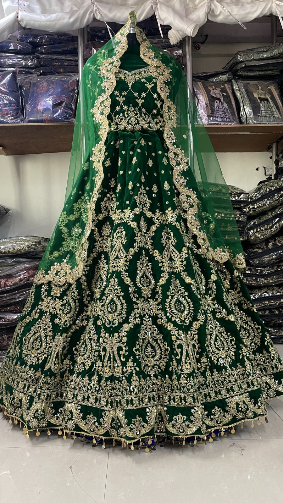 EMBELLISH YOUR WARDROBE WITH BEAUTIFUL VELVET AND EMBROIDERY WORK LEHENGA