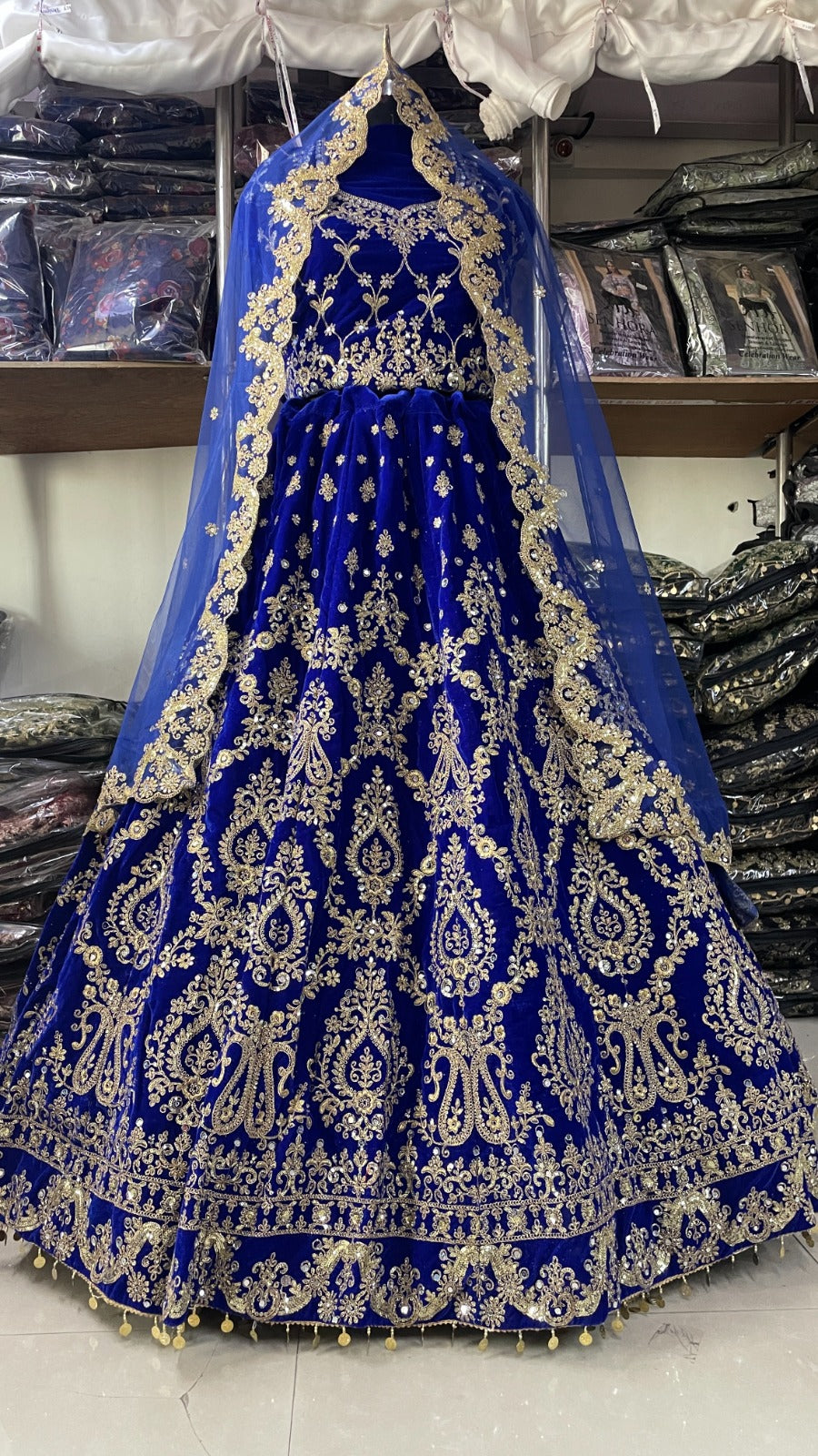 EMBELLISH YOUR WARDROBE WITH BEAUTIFUL VELVET AND EMBROIDERY WORK LEHENGA