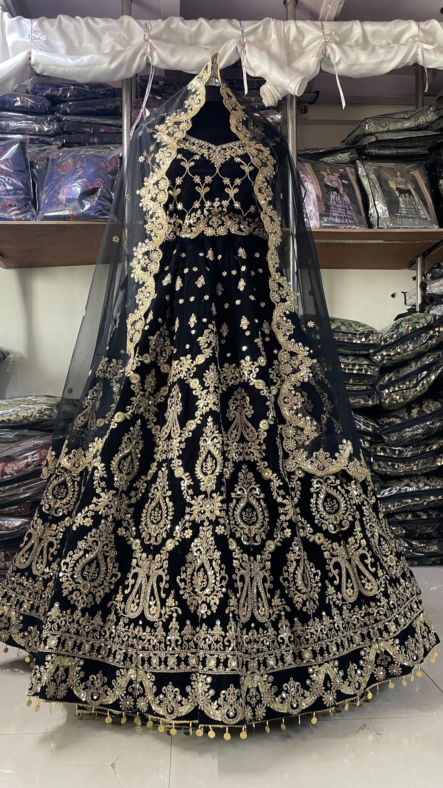 EMBELLISH YOUR WARDROBE WITH BEAUTIFUL VELVET AND EMBROIDERY WORK LEHENGA