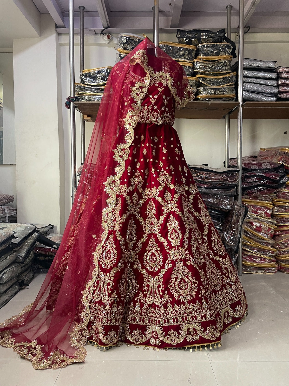 EMBELLISH YOUR WARDROBE WITH BEAUTIFUL VELVET AND EMBROIDERY WORK LEHENGA