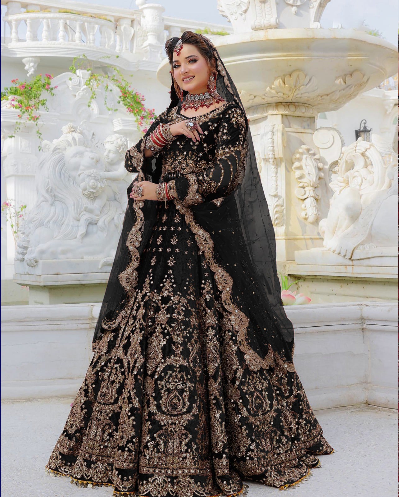 EMBELLISH YOUR WARDROBE WITH BEAUTIFUL VELVET AND EMBROIDERY WORK LEHENGA