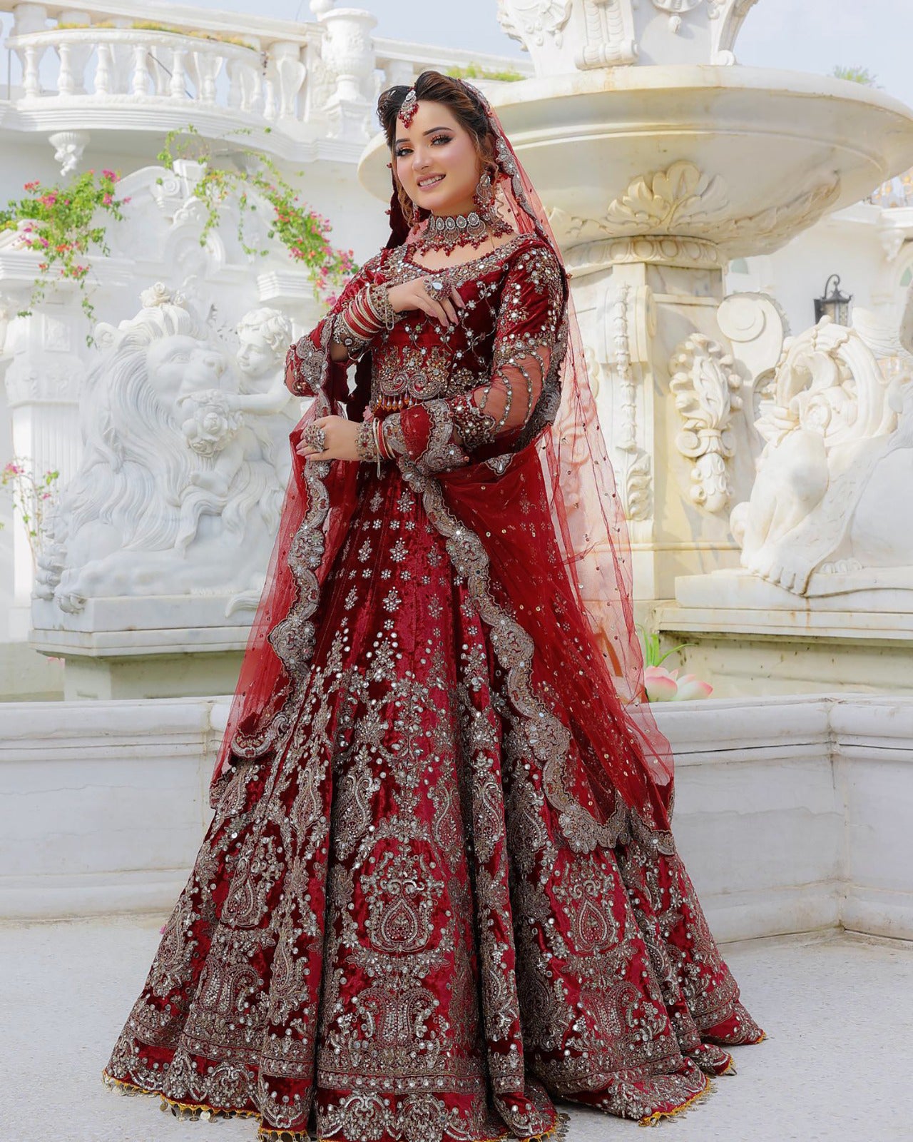 EMBELLISH YOUR WARDROBE WITH BEAUTIFUL VELVET AND EMBROIDERY WORK LEHENGA