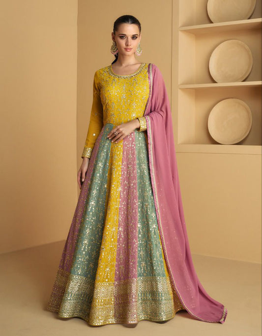EMBELLISH YOUR WARDROBE WITH BEAUTIFUL REAL GEORGETTE GOWN WITH DUPATTA