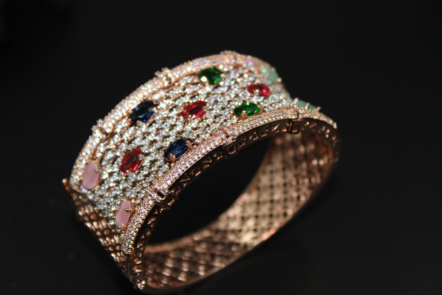 Designer Gold plated bracelet with multicolored stones