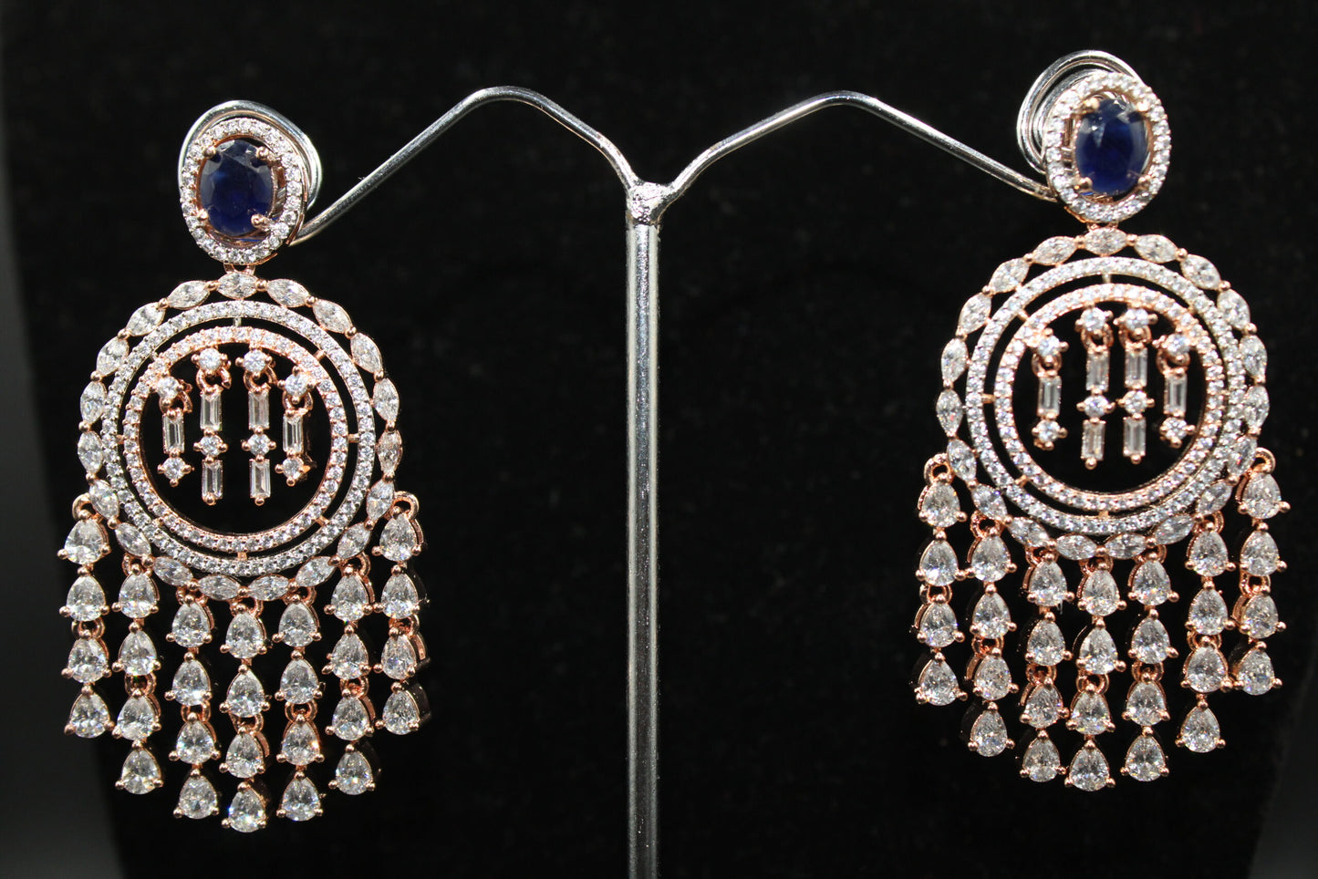 Stylish Blue Stone american diamond earrings