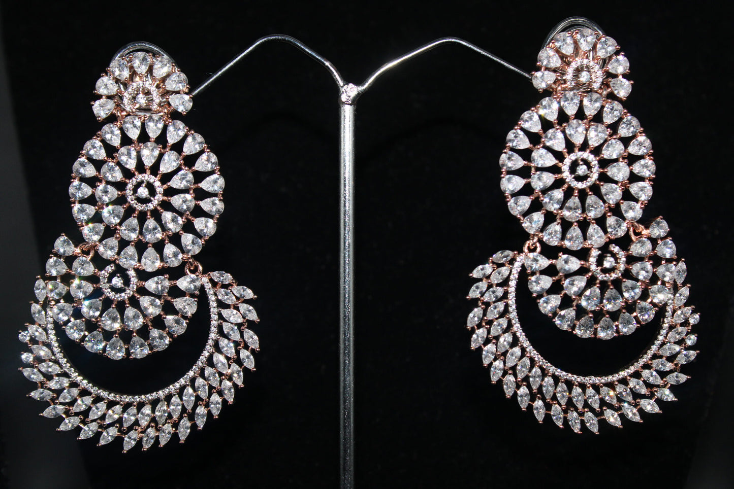 Chand bali designed american diamond earrings