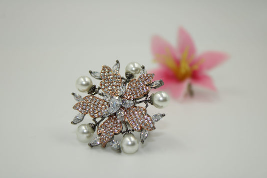 Designer floral american diamond ring