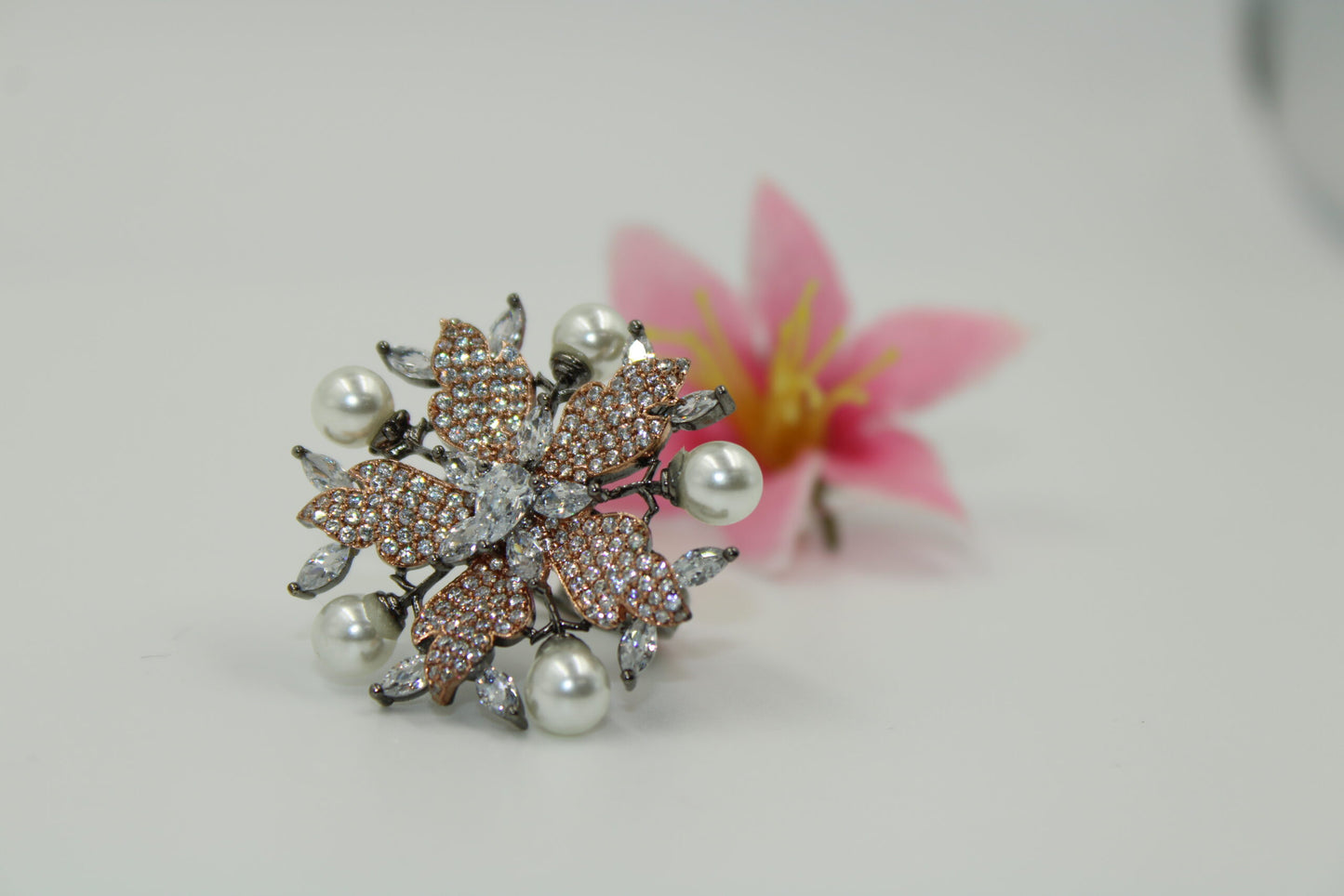 Designer floral american diamond ring