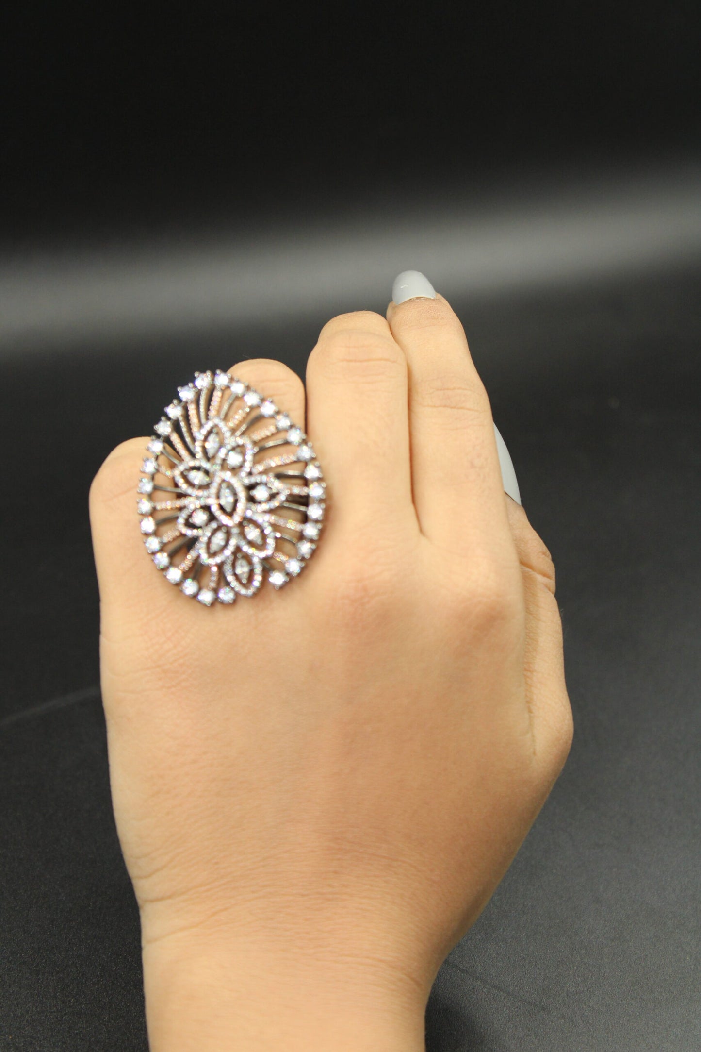 Elegant shape ring with american diamond stones