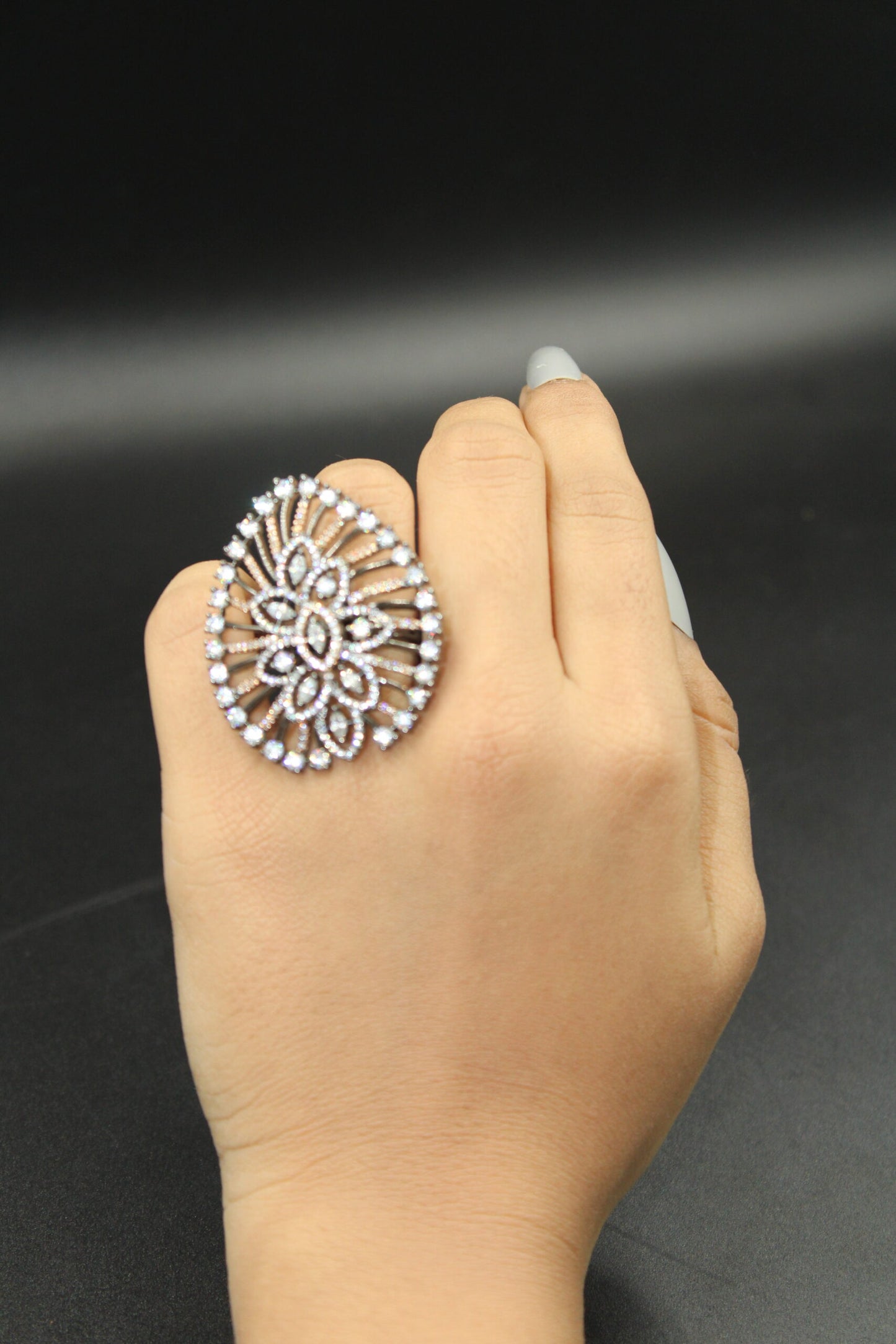 Elegant shape ring with american diamond stones