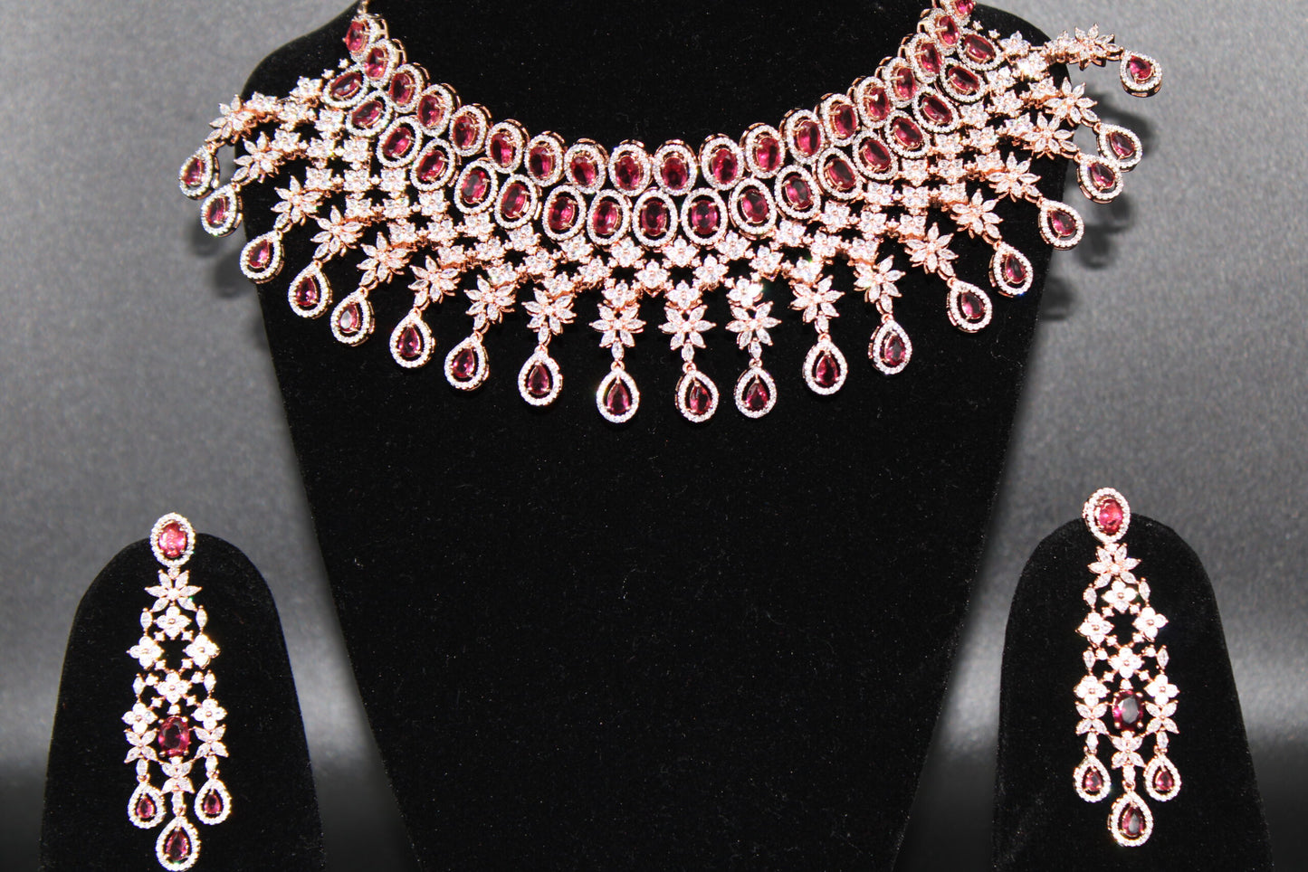 American diamond bridal necklace set with earrings