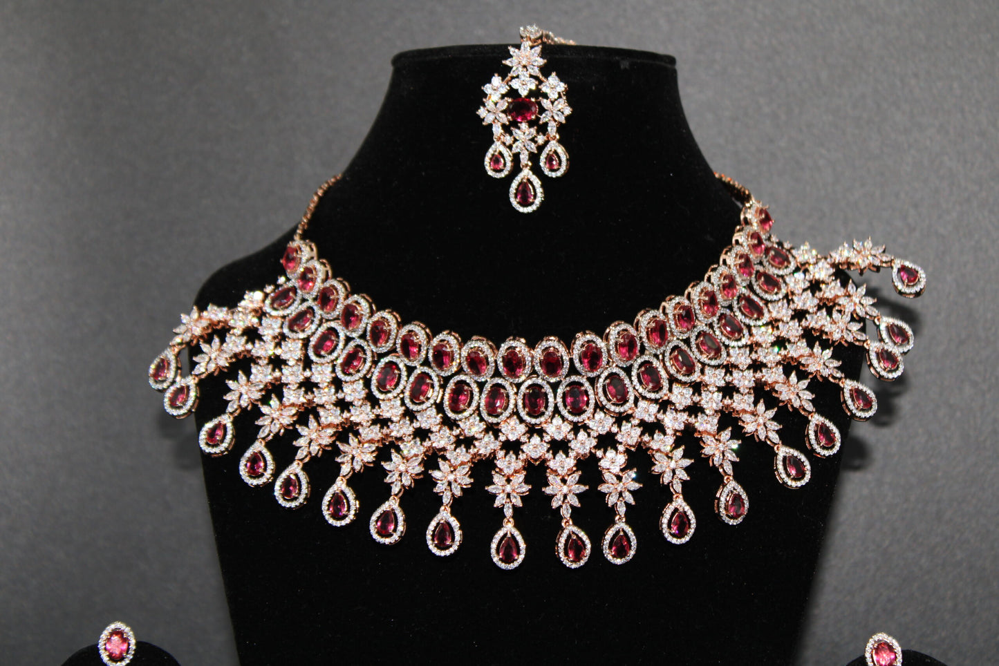 American diamond bridal necklace set with earrings