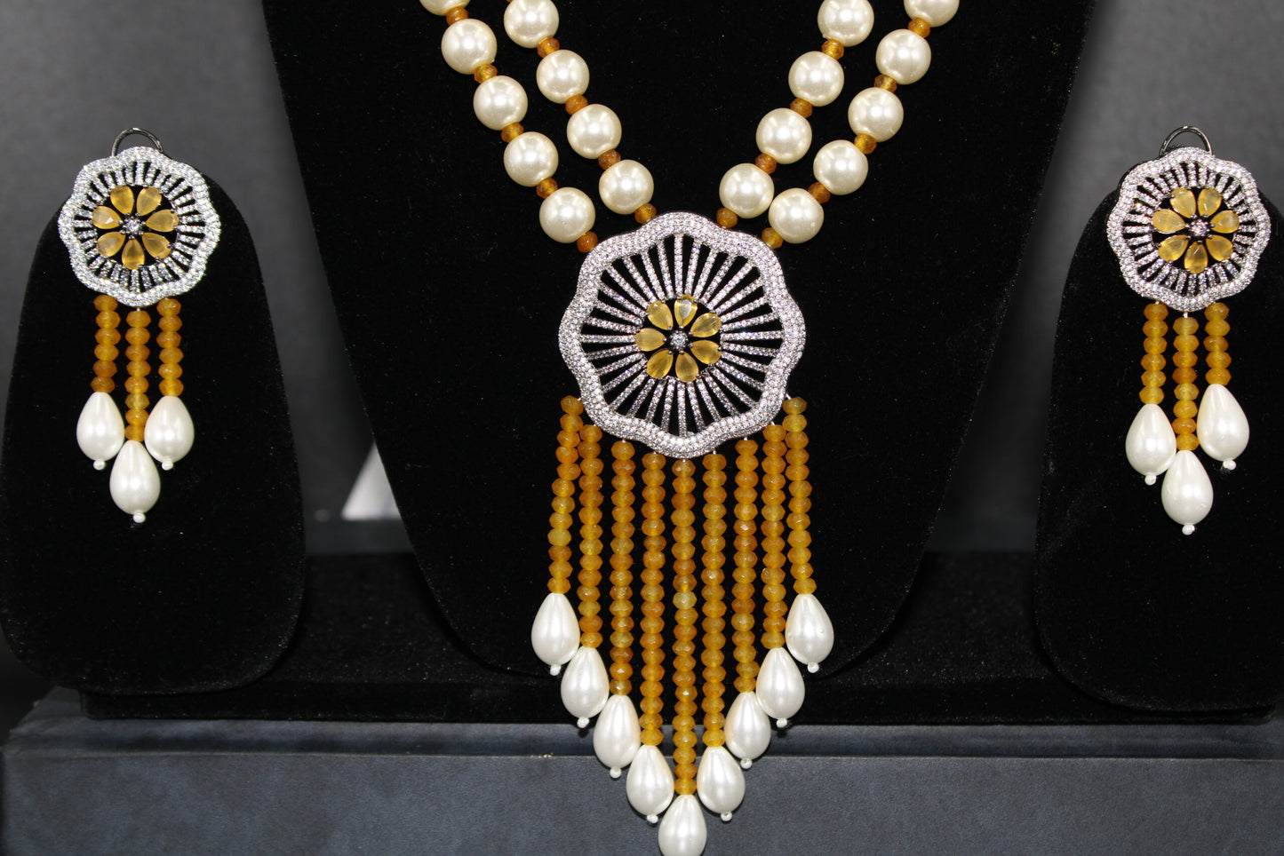 Fancy designed Beads American diamond Mala set.